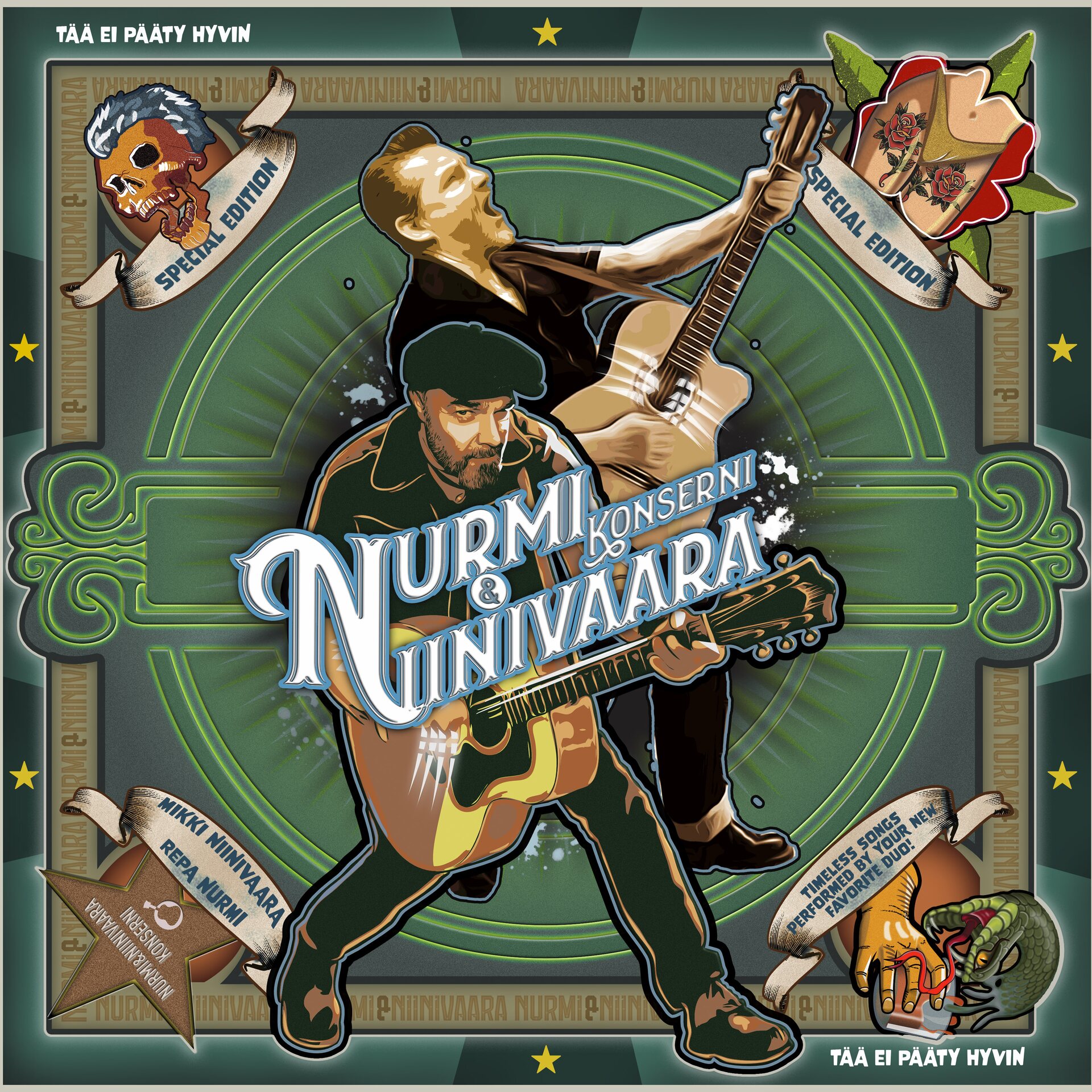 Nurmi & Niinivaara Konserni – Tää Ei Pääty Hyvin LP (Lime Vinyl)